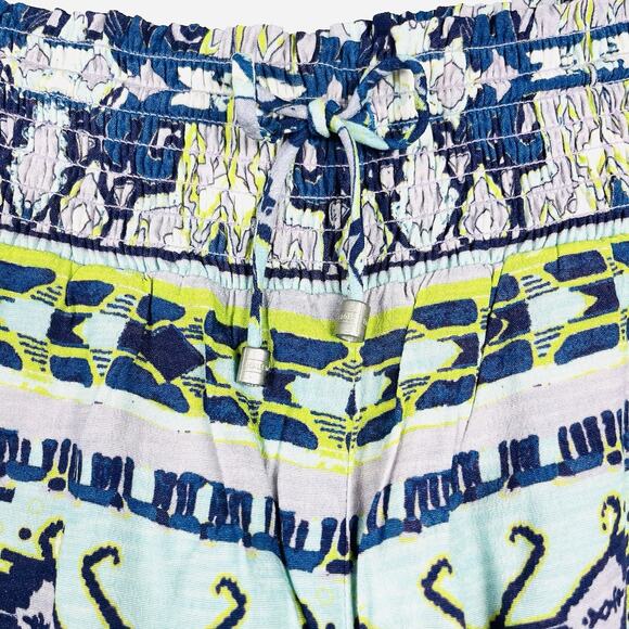 NWT Hale Bob Printed Blue Green Smocked Drawstring Elastic Waist Shorts Large - Picture 2 of 6